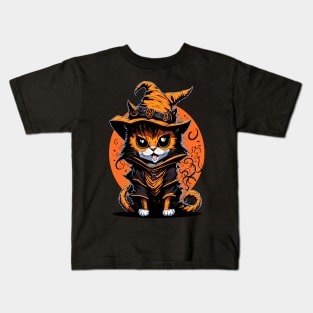 happy halloween black cat witcher Kids T-Shirt